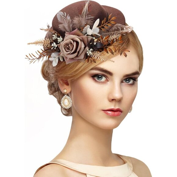 Mini Derby Fascinator Hat Handmade Women Girls High Tea Top Hat Vintage main image 4
